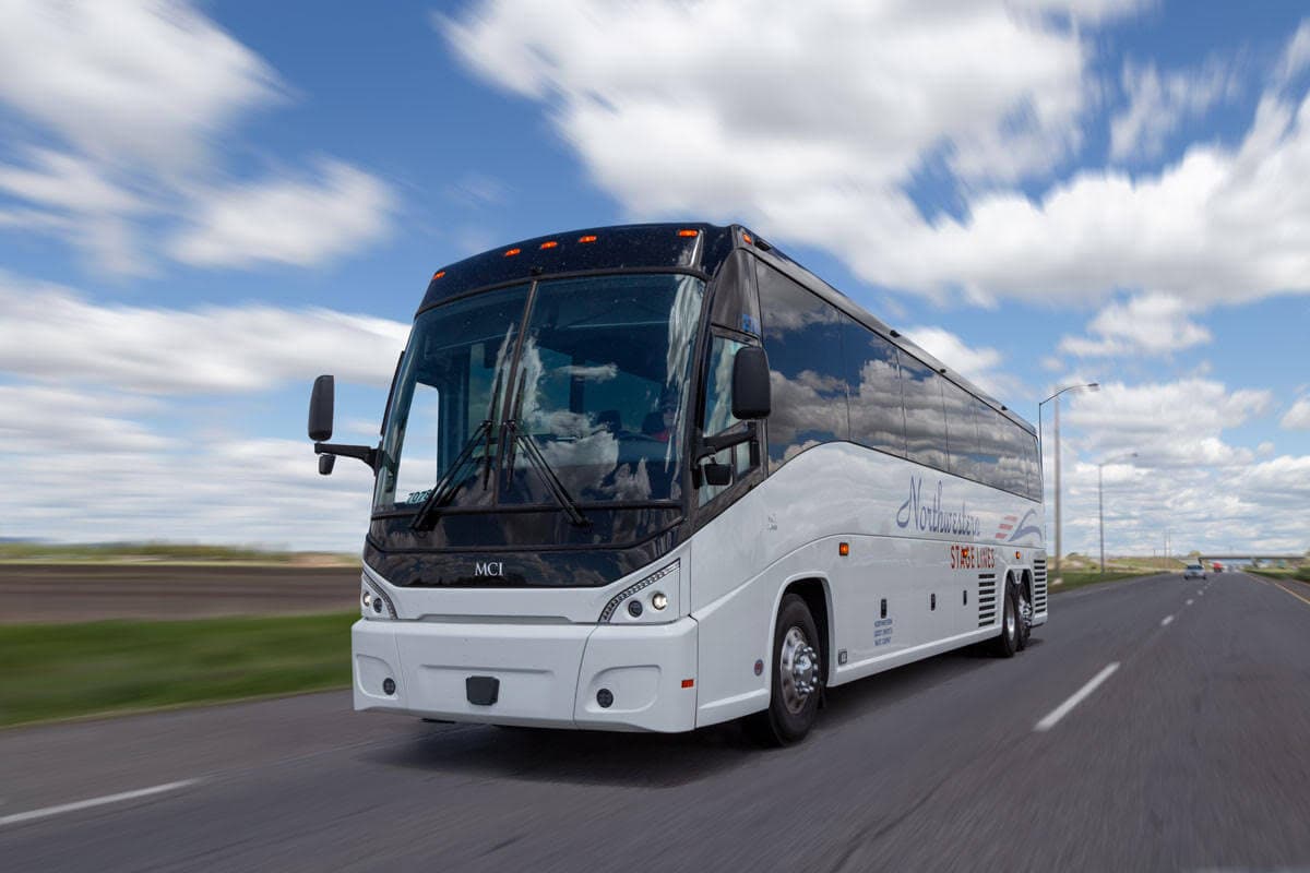 A Northwestern Stage Lines coach traveling through the Northwest